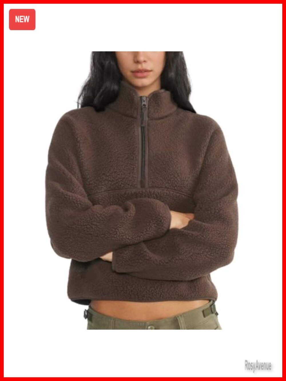 Fleece Half Zip Pullover Fuzzy Sherpa Jacket with Pockets